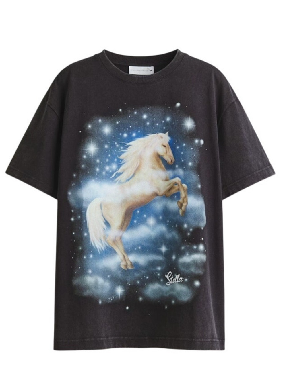 Stella McCartney x H&M Black Short-Sleeve Tee with White Horse Graphic